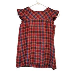 Handmade Kids Youth Tartan Plaid Dress Ruffle Cap Sleeves Smocked Zipper XS-S